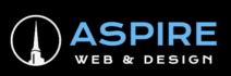 Aspire Webdesign logo featuring modern typography in navy and blue, representing a professional web design studio in Falkirk.